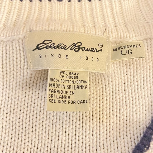 Eddie Bauer Vintage Preppy School girl cotton chunky Knit Vneck white sweater - Picture 6 of 8
